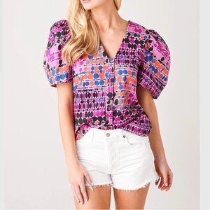 RHODE Multicolor Polka Dot Psychadelic Nisha Blouse